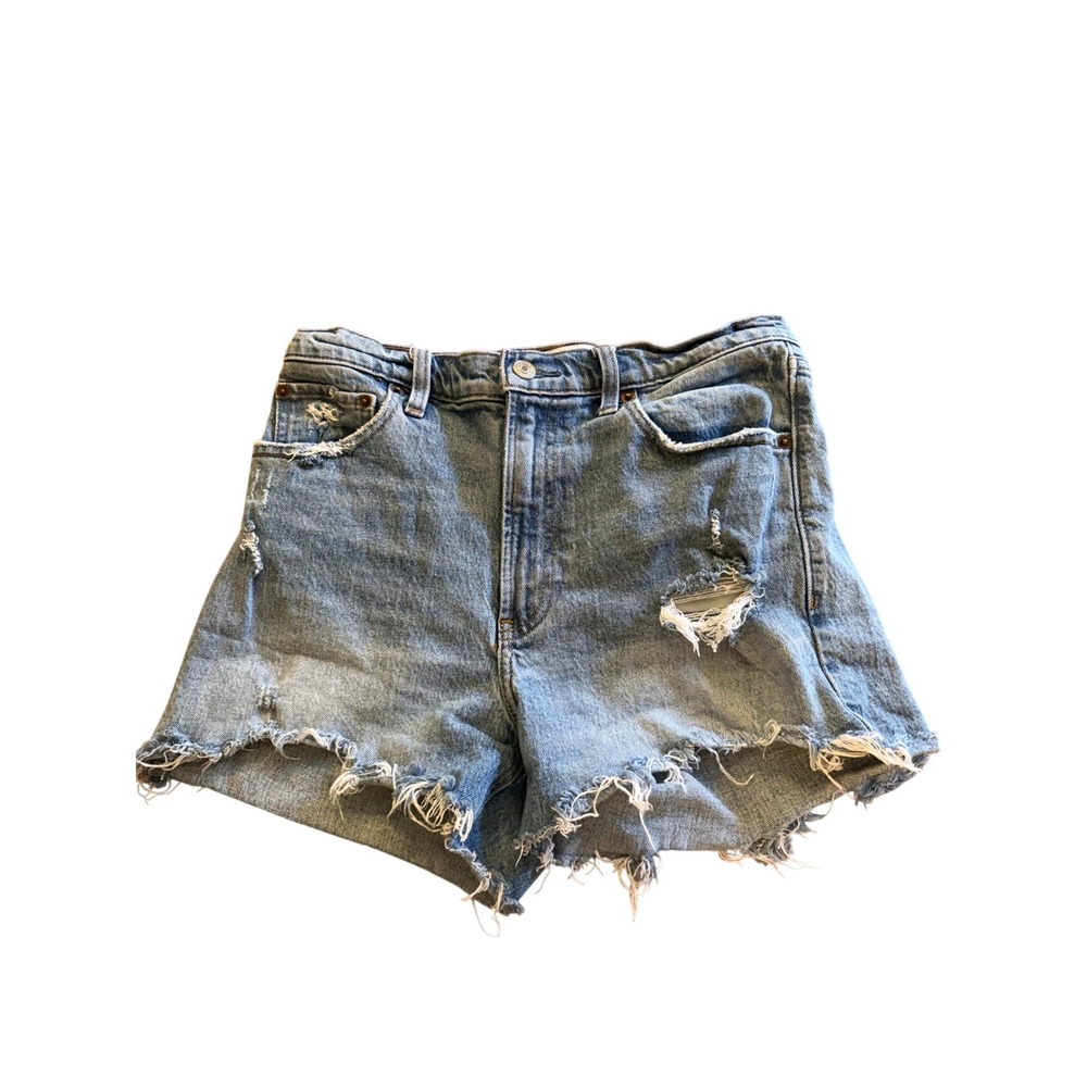 Abercrombie & Fitch High Rise 4" Distressed Denim Shorts Light Wash Size 28/6